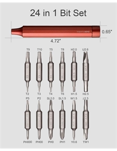 Hoto 24-in-1 giravite con inserti colore rosso - [RCHOTO24PSR]