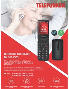 Telefono tm 360 nero telefunken con facebook e whatsapp - [TFKTM360B]