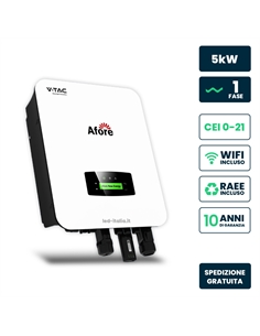 Inverter Fotovoltaico Afore Monofase Ibrido On-Grid/Off-Grid 5kW, Doppio MPPT, CEI 0-21, Schermo LCD, WiFi e Meter TA Inclusi, G