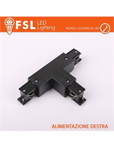 Fsl connettore forma t destra per binario trifase - colore nero - [FLT4-BTR]