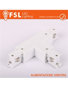 Fsl connettore forma t sinistra per binario trifase - colore bianco - [FLT4-WTL]