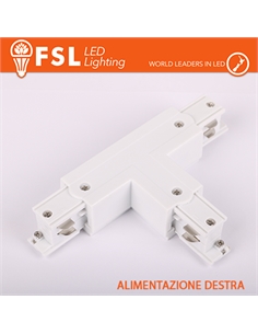 Fsl connettore forma t destra per binario trifase - colore bianco - [FLT4-WTR]