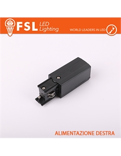 Fsl testata di alimentazione destra per binario trifase - colore nero - [FLT4-BPR]