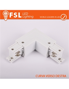 Fsl connettore forma l destra per binario trifase - colore bianco - [FLT4-WLR]