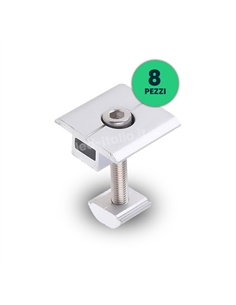 Morsetti Centrali in Alluminio per Fissaggio Pannelli Solari Fotovoltaici 30mm (Confezione 8 Pezzi) - [SKU-11389-A]