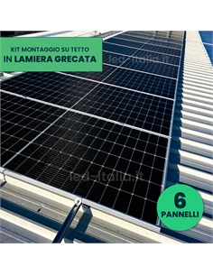 Kit Struttura in Alluminio per montaggio 6 Pannelli Fotovoltaici 35mm per installazione su Tetto in Lamiera Grecata in Verticale