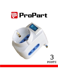 Adattatore 3pos bipasso/schuko spina16a salvaspazio + inter. - [PES1054-W]