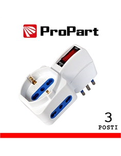 Adattatore 3pos bipasso/schuko spina10a salvaspazio + inter. - [PES1061-W]