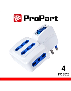 Adattatore 4pos bipasso spina16a salvaspazio + interr. - [PES1072-W]