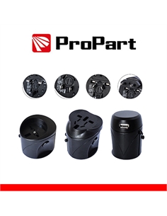 Adattatore da viaggio universale 10a con spine eu/uk/us/aus - [PES501076-BK]