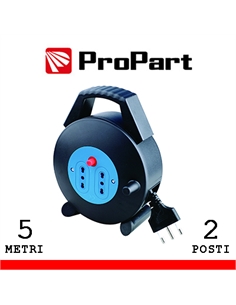 Avvolgicavo 2pos bipasso 5metri spina16a nero - [PEA2-5-BK]