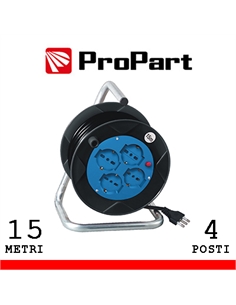 Avvolgicavo 4pos bipasso/schuko 15metri spina16a nero - [PEA5-15-BK]