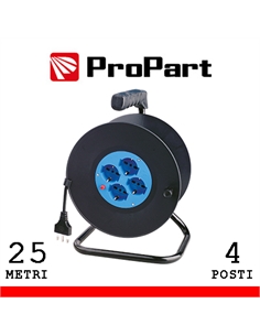 Avvolgicavo 4pos bipasso/schuko 25metri con protez. termica - [PEA8-25-BK]