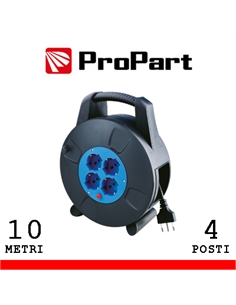 Avvolgicavo 4pos bipasso/schuko 10metri con protez. termica - [PEA4-10-BK]