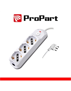 Multipresa 3pos bipasso/schuko + interrutt nuovo modello spina 16a - [PEM3523-W]