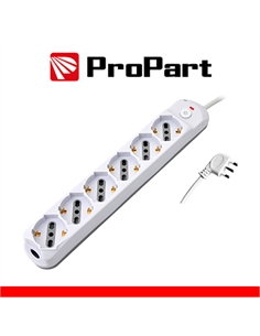 Multipresa 6pos bipasso/schuko + interrutt nuovo modello - [PEM3526-W]