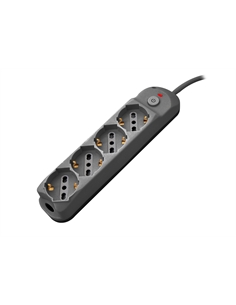 Multipresa 4pos bipasso/schuko + interrutt nuovo modello nera - [PEM3524-BK]