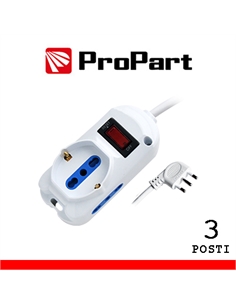 Multipresa 3pos bipasso + bipasso/schuko spina10a + inter. - [PEM2611-W]