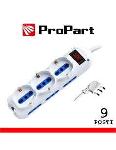 Multipresa 9pos bipasso + bipasso/schuko spina10a + inter. - [PEM2613-W]