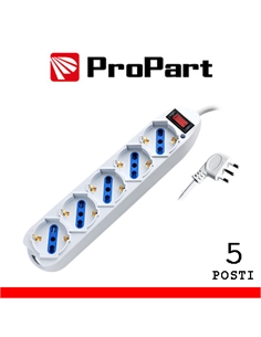 Multipresa 5pos bipasso/schuko spina10a +interr. - [PEM3515-W]