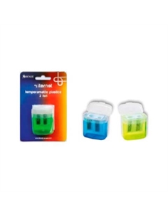 Temperamatite artiglio 2 fori in plastica  - col. assortiti - [ITR4118BT]