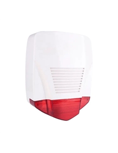 Sirena autoalimentata per esterno e lampeggiante a led e sirena magnetodinamica 110 db a 1 m. in ABS, interno in acciaio zincato