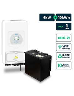 KIT Fotovoltaico Monofase 6kW con Inverter Ibrido Deye e Accumulo LiFePO4 10kWh CEI 0-21 Garanzia 10 Anni (11523 + 11529) - [SKU