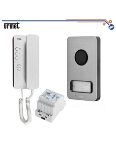 Kit mono-bifamiliare audio con pulsantiera Mikra e citofono Mìro, sistema 5 fili - [UTD-1122/601]