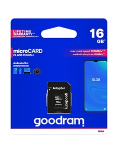 Microsd 16gb card class 10 uhs i + adapter - retail blister - [GR-M1AA-0160R11]
