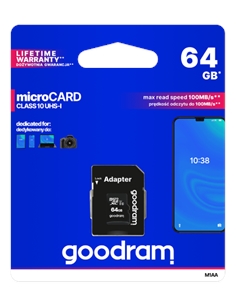 Microsd goodram 64gb class 10 uhs i + adpter, ret. blister - [GR-M1AA-0640R11]